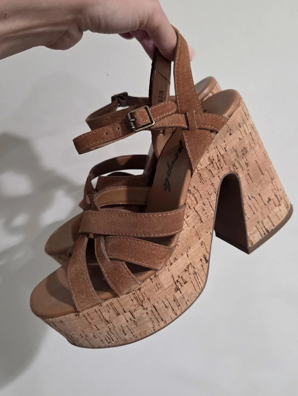 Free People Lisbon MJ Platform in Brandy Suede Size 7 37.5 EUC